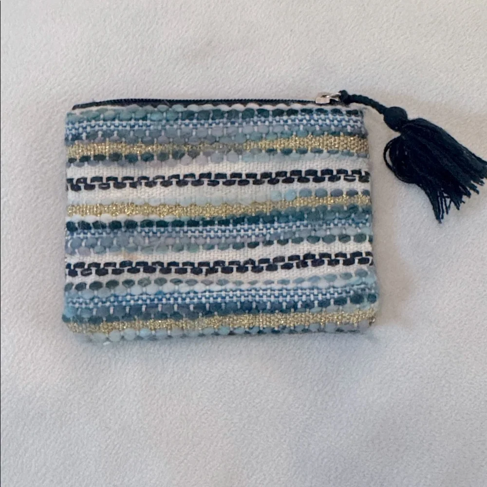 America and Beyond Beaded Evil Eye Clutch - Blue and Gold Sequins & Beads Bag - Picture 2 of 6